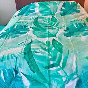 Spoonflower Large Tropical Leaves Green Italian Cotton Sateen Queen Duvet Cover